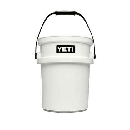 White YETI bucket with a black handle.