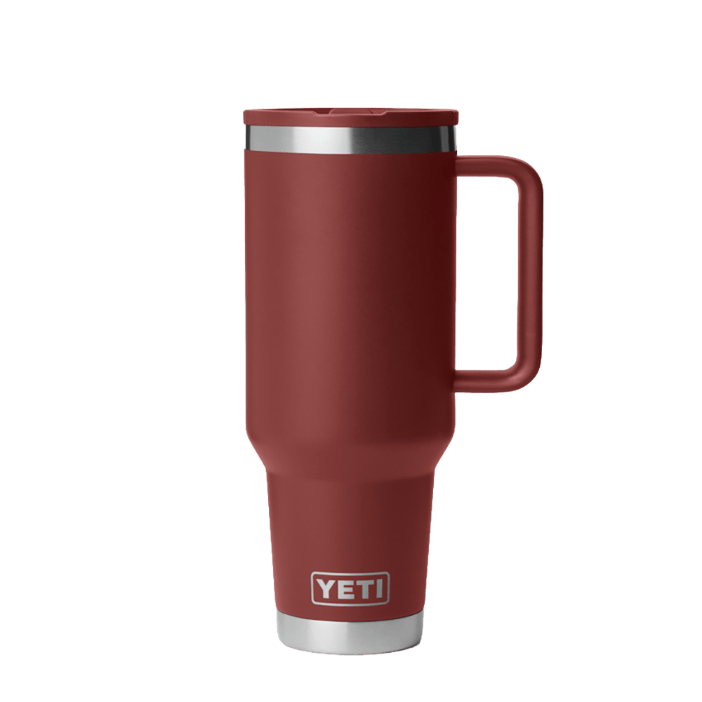 YETI RAMBLER 40 OZ TRAVEL MUG W/MATCHED STRAW LID STAG RED