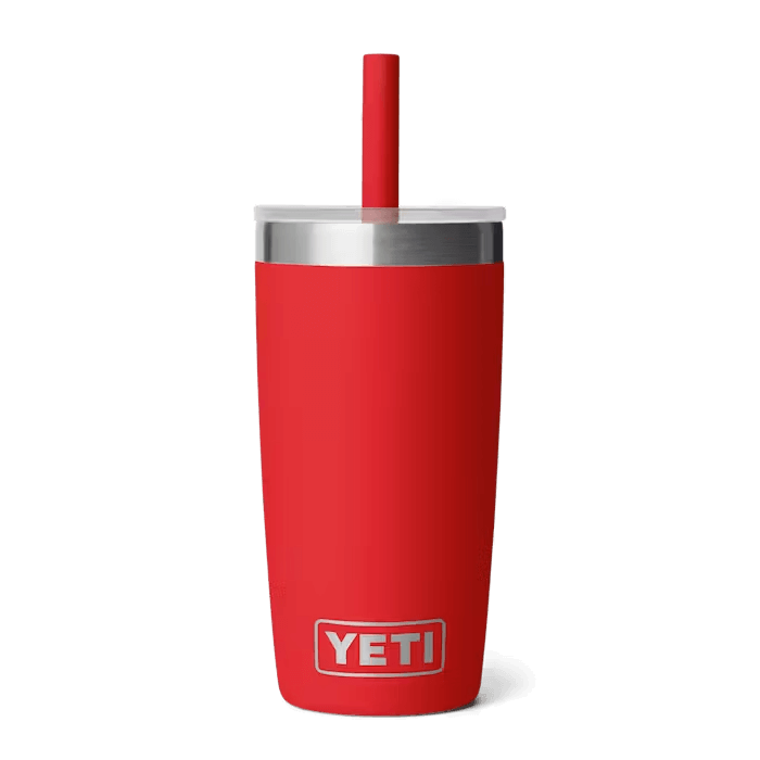 YETI RAMBLER JR TUMBLER WITH SILICONE STRAW LID - 10 OZ Rescue Red