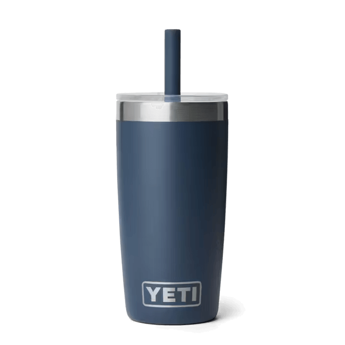 YETI RAMBLER JR TUMBLER WITH SILICONE STRAW LID - 10 OZ Navy