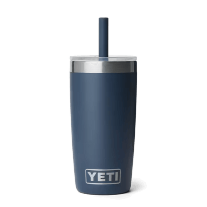 YETI RAMBLER JR TUMBLER WITH SILICONE STRAW LID - 10 OZ Navy