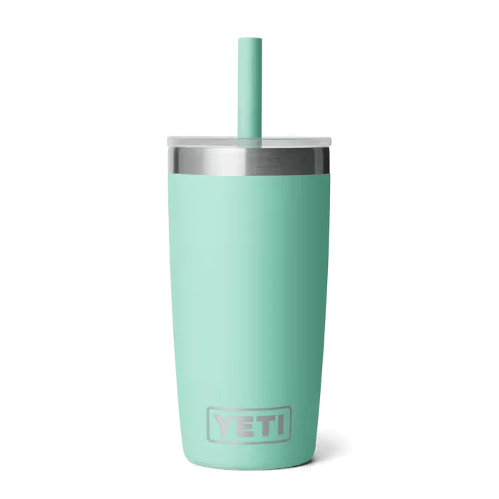 YETI RAMBLER JR TUMBLER WITH SILICONE STRAW LID - 10 OZ Seafoam green