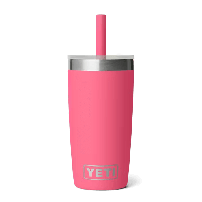 YETI RAMBLER JR TUMBLER WITH SILICONE STRAW LID - 10 OZ tropical pink