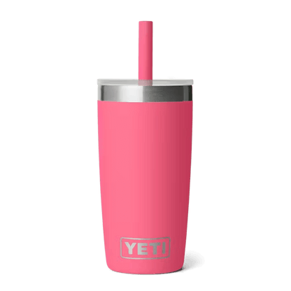 YETI RAMBLER JR TUMBLER WITH SILICONE STRAW LID - 10 OZ tropical pink