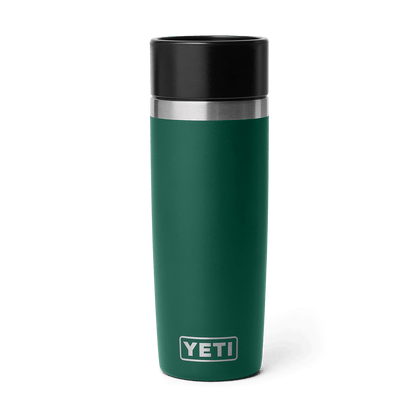 Green YETI mug with black lid 