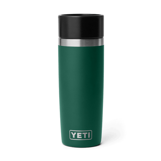 Green YETI mug with black lid 