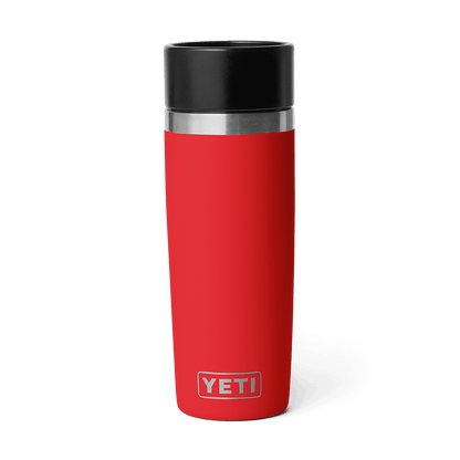 Red YETI mug with black lid