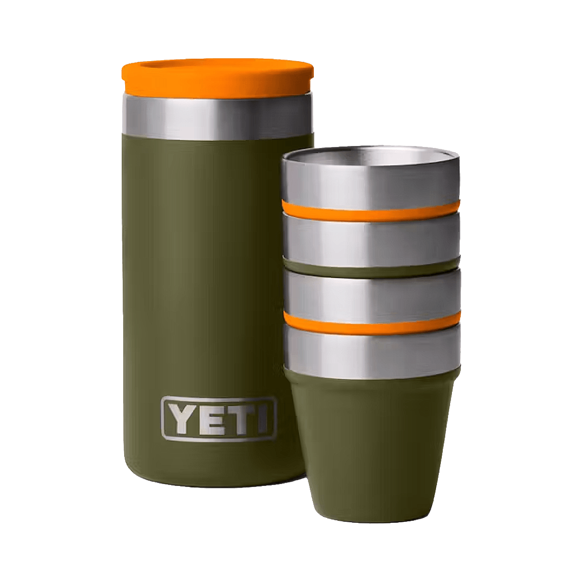 YETI SHOT GLASSES AND CASE - OLIVE KING CRAB ORANGE