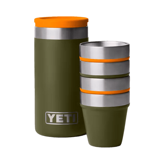 YETI SHOT GLASSES AND CASE - OLIVE KING CRAB ORANGE
