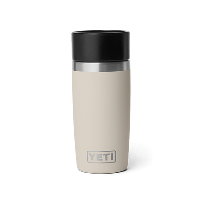 Cape Taupe YETI insulated 12 oz mug with black lid