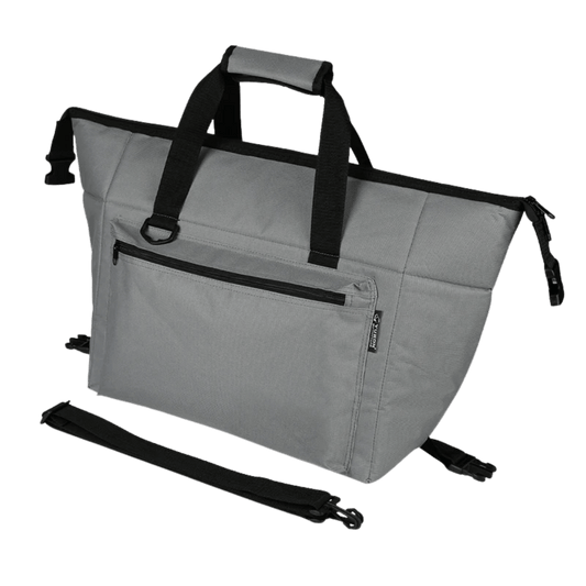 YUKON OUITFITTERS 24 CAN INSULATED COOLER BAG - GREY BLACK_FRONT SIDE ANGLE