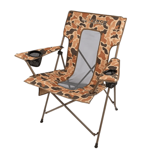YUKON OUTFITTERS CAMP CHAIR - VINTAGE CAMO_FRONT SIDE ANGLE