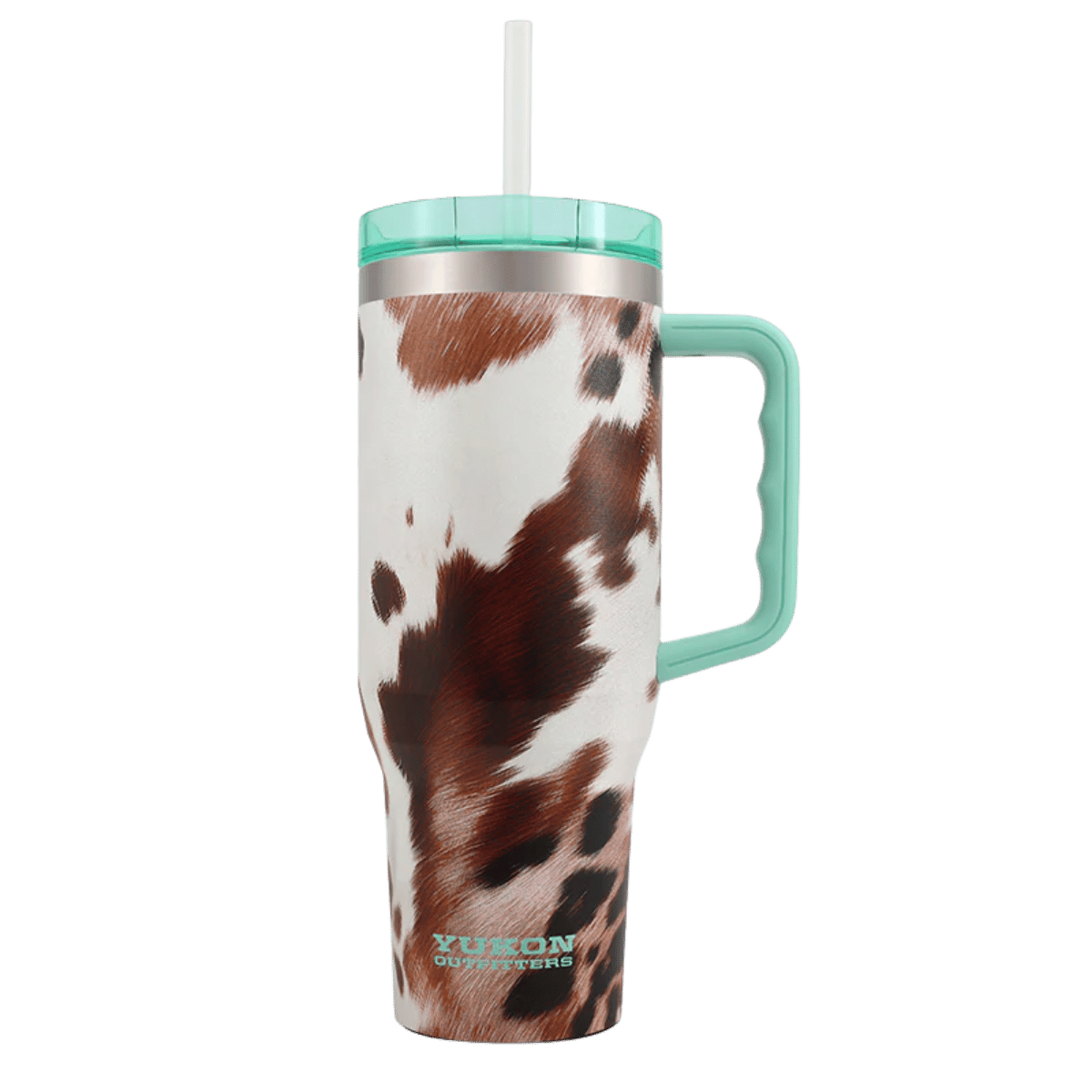YUKON OUTFITTERS FIT FORTY TUMBLER 40OZ - COW PRINT_FRONT ANGLE