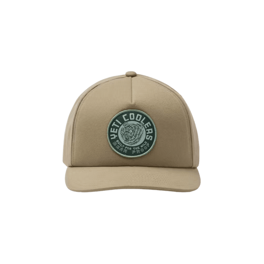 YETI BEAR WOVEN FLAT BRIM SNAPBACK - TAUPE - FRONT VIEW
