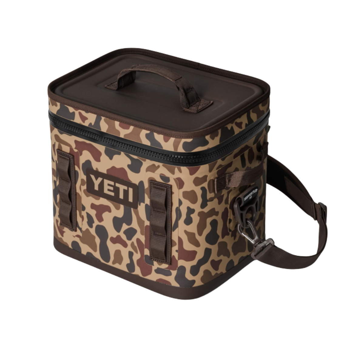 YETI PREMIUM HOPPER FLIP 12 - WETLANDS CAMO_1 - SIDE FRONT VIEW
