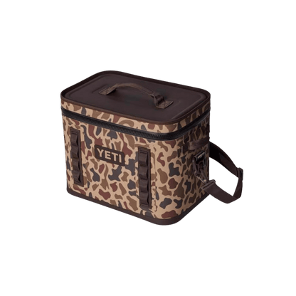 YETI PREMIUM HOPPER FLIP 18 - WETLANDS CAMO - SIDE FRONT VIEW