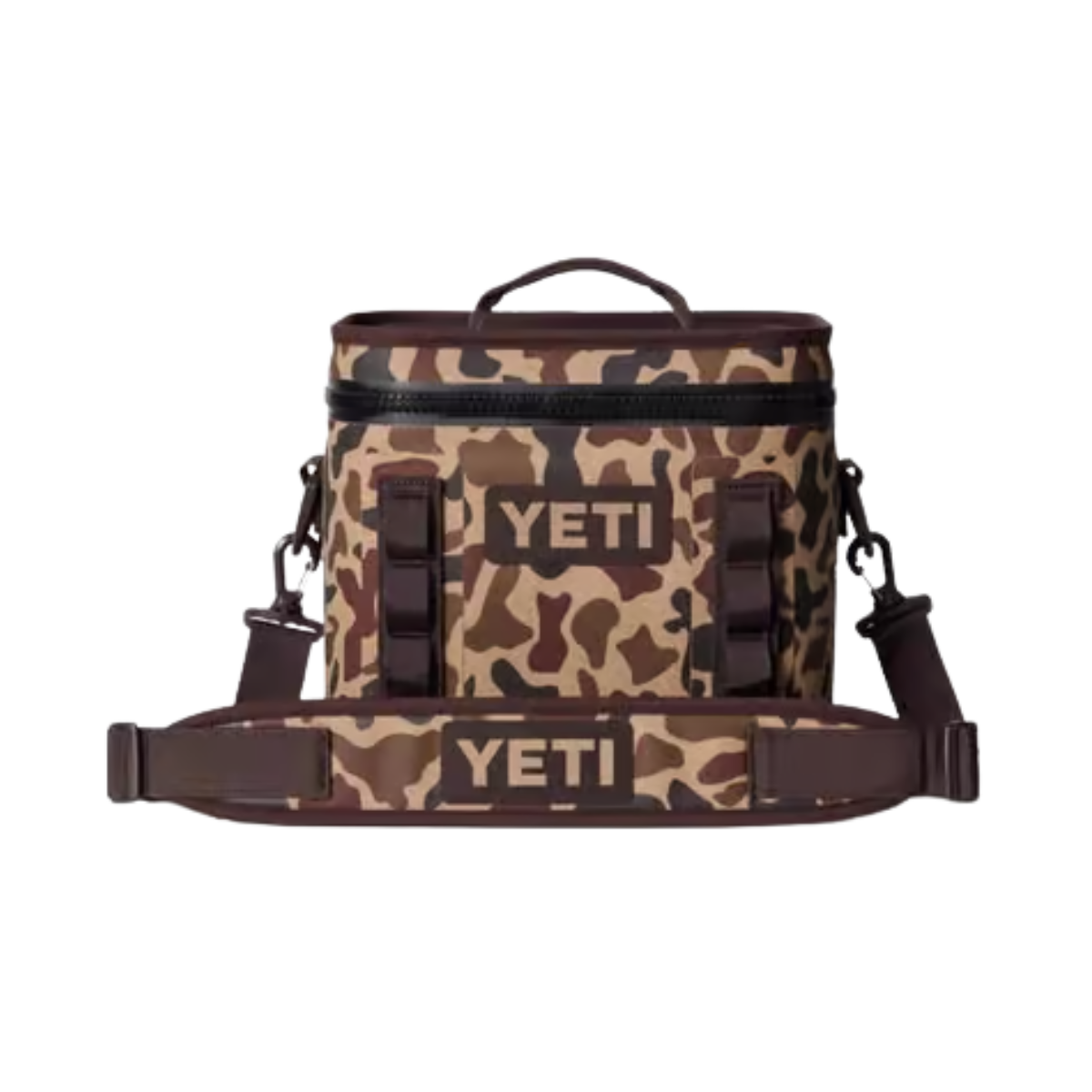YETI PREMIUM HOPPER FLIP 8 - WETLANDS CAMO - FRONT VIEW (WITH STRAP)