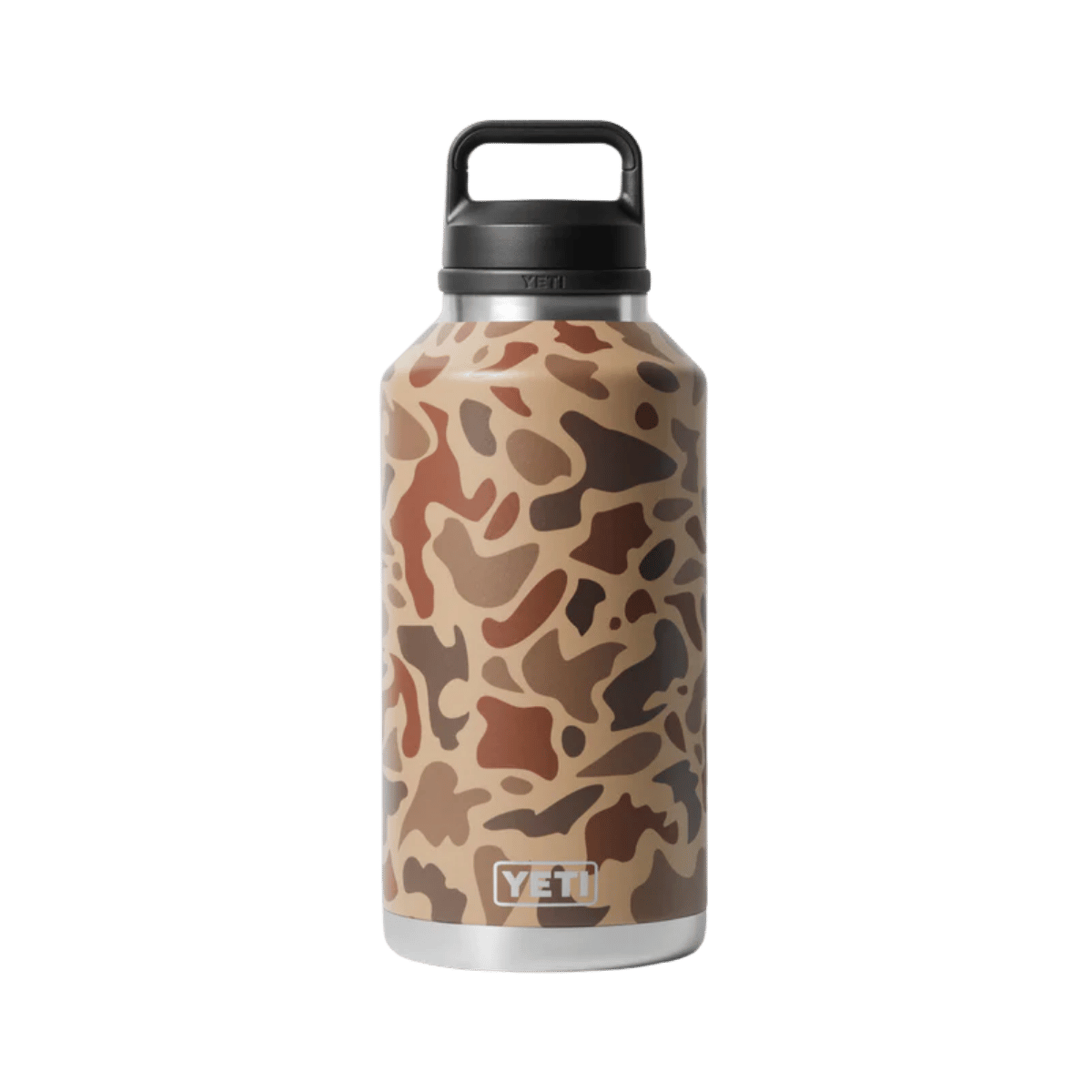 YETI 64 OZ PREMIUM RAMBLER BOTTLE CHUG - WETLANDS CAMO - FRONT VIEW