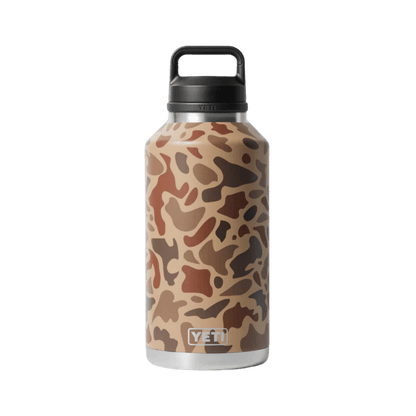 YETI 64 OZ PREMIUM RAMBLER BOTTLE CHUG - WETLANDS CAMO - FRONT VIEW