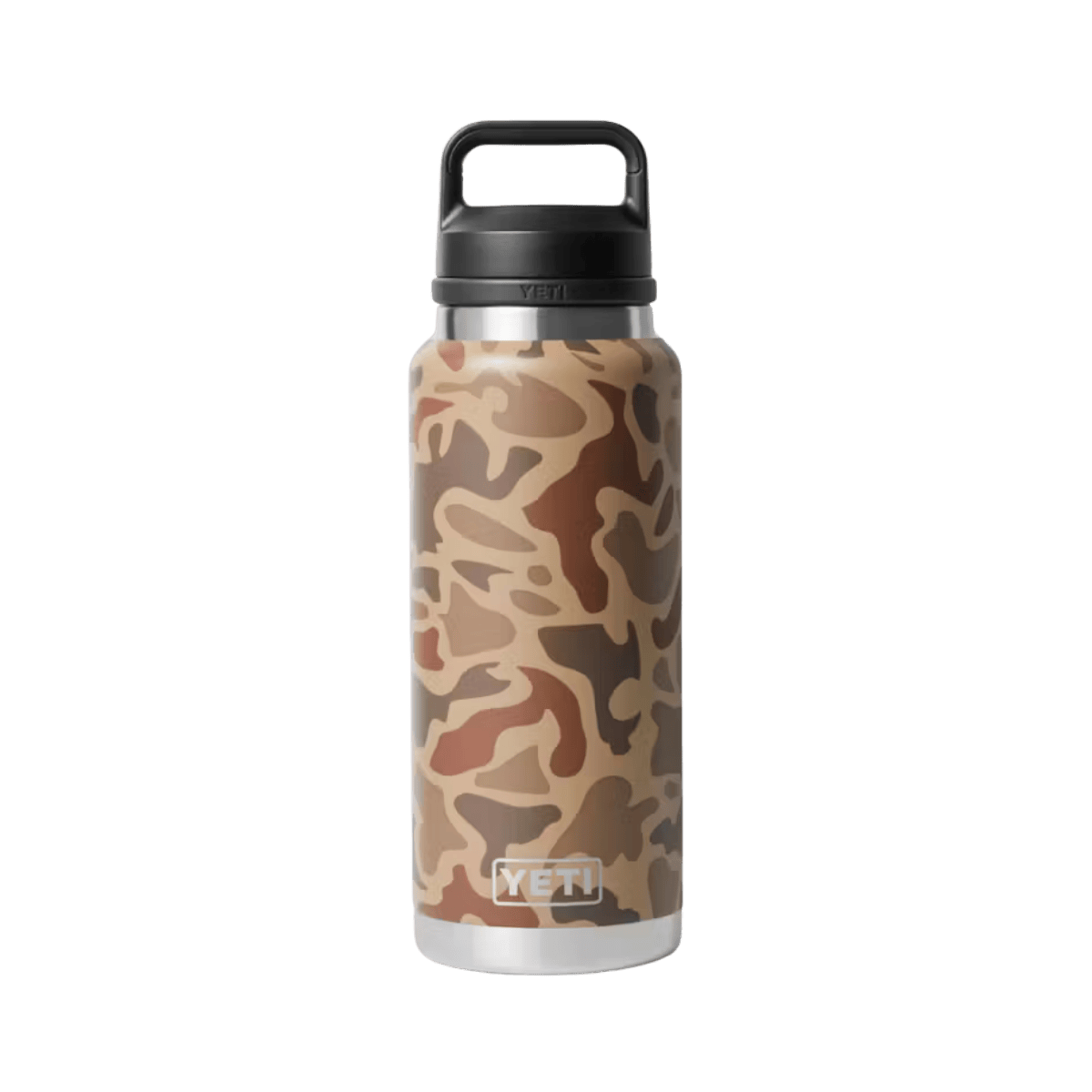 YETI 36 OZ PREMIUM RAMBLER BOTTLE CHUG - WETLANDS CAMO - FRONT VIEW