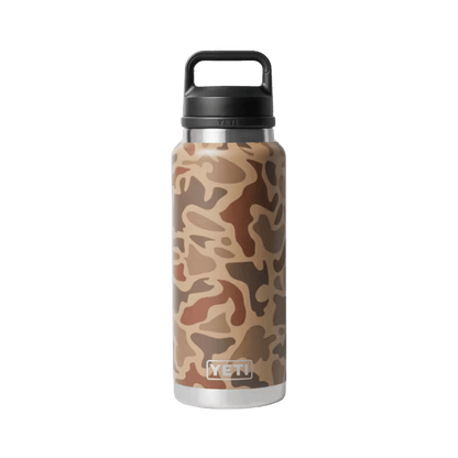 YETI 36 OZ PREMIUM RAMBLER BOTTLE CHUG - WETLANDS CAMO - FRONT VIEW