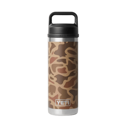 YETI 18 OZ PREMIER RAMBLER BOTTLE CHUG - WETLANDS CAMO - FRONT VIEW