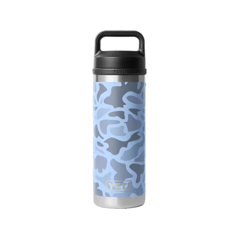 YETI 18 OZ PREMIER RAMBLER BOTTLE CHUG - BLUE CAMO - FRONT VIEW