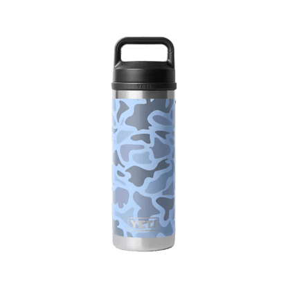 YETI 18 OZ PREMIER RAMBLER BOTTLE CHUG - BLUE CAMO - FRONT VIEW