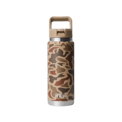 YETI 26 OZ PREMIUM TUMBLER STRAW BOTTLE - WETLANDS CAMO - FRONT VIEW