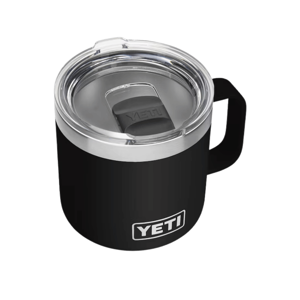 YETI RAMBLER 14 OZ MUG WITH LID - BLACK - TOP VIEW