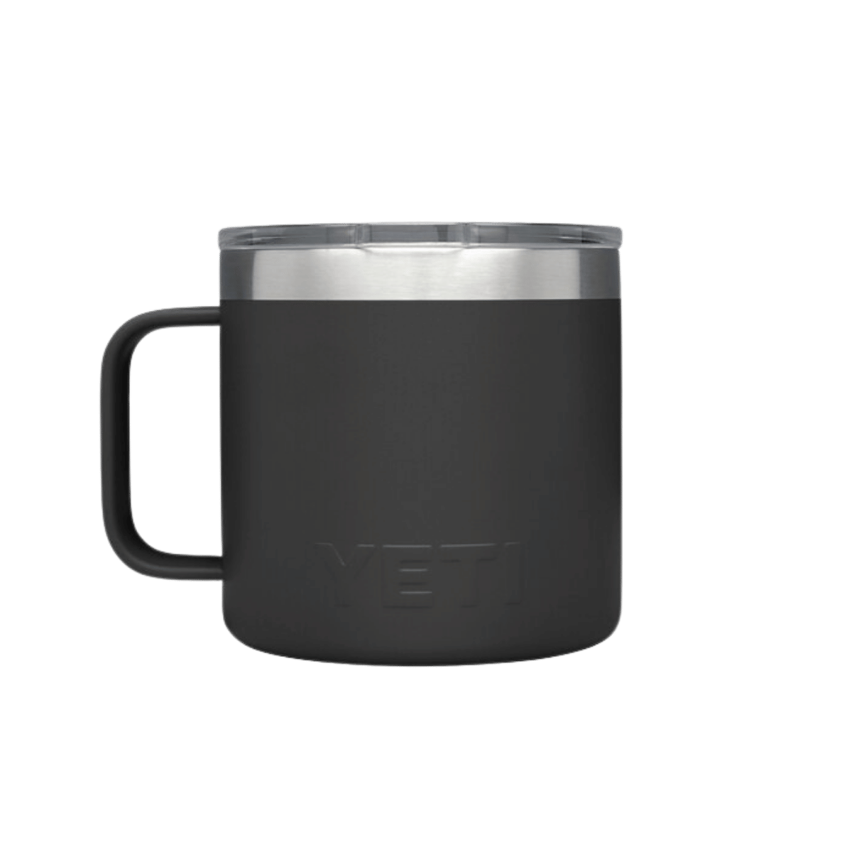 YETI RAMBLER 14 OZ MUG WITH LID - BLACK - BACK VIEW