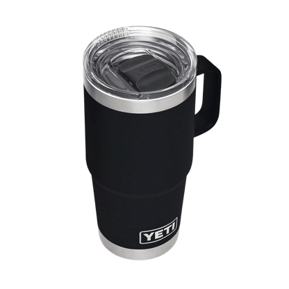 YETI RAMBLER 20 OZ  TRAVEL MUG - BLACK - SIDE VIEW