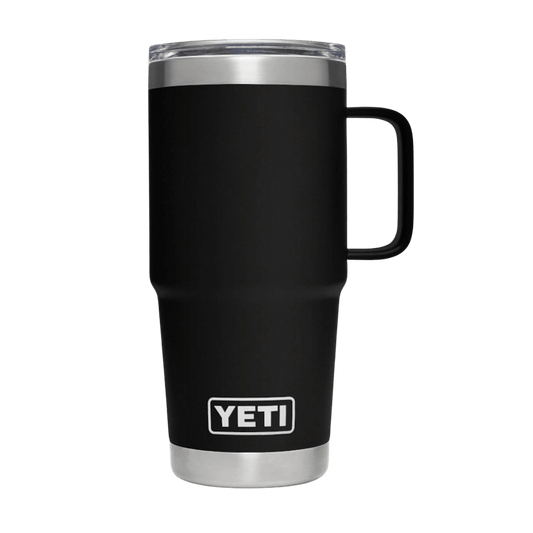 YETI RAMBLER 20 OZ  TRAVEL MUG - BLACK - FRONT VIEW