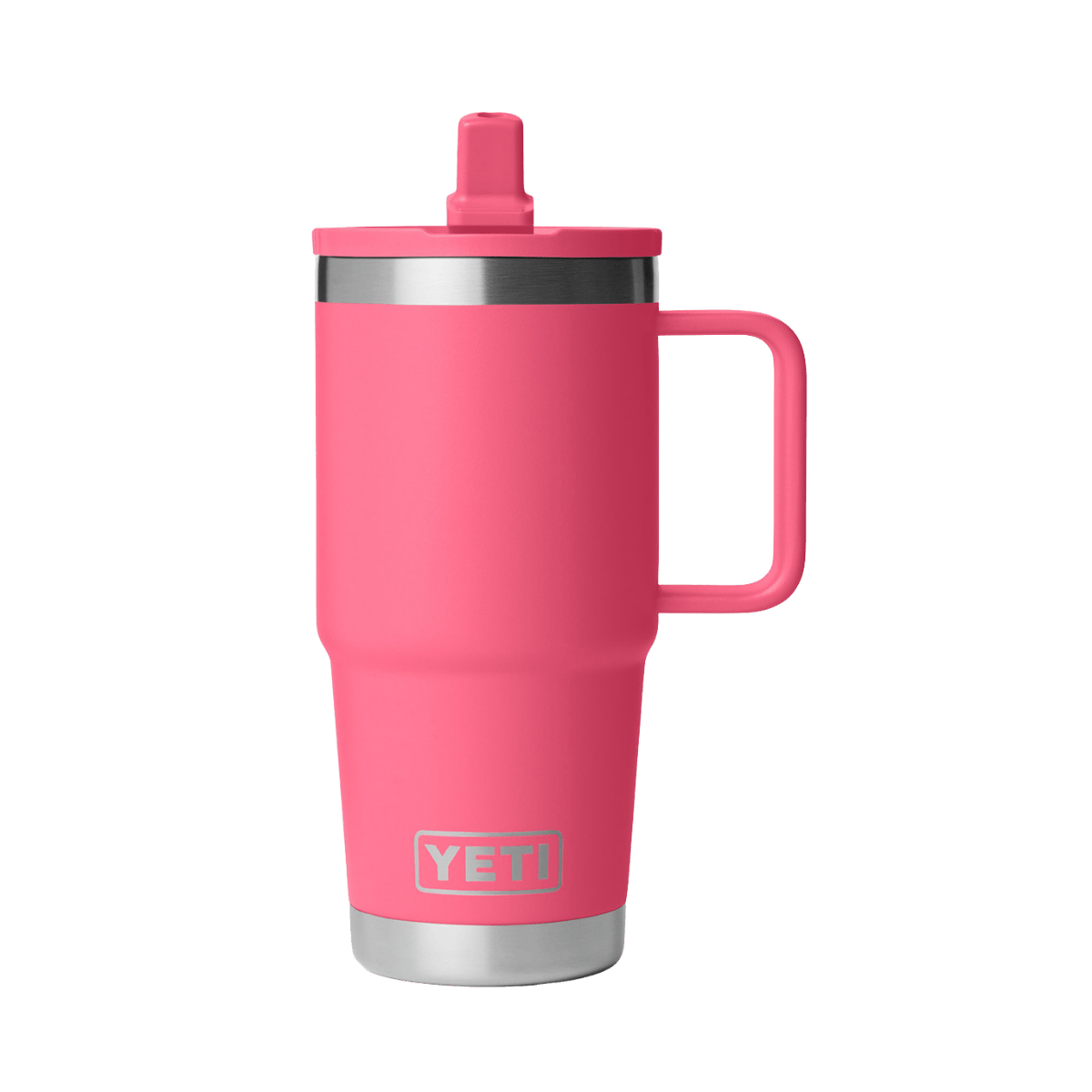 YETI RAMBLER 20 OZ TRAVEL MUG WITH MATCHED STRAW LID - TROPICAL PINK