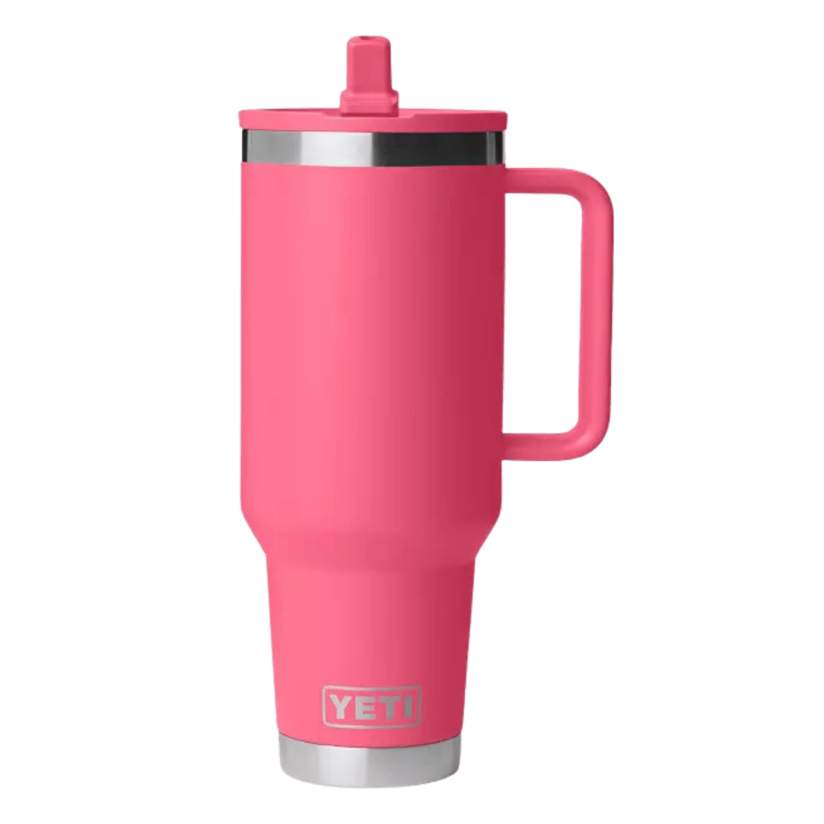 YETI RAMBLER 40 OZ TRAVEL MUG WITH MATCHED STRAW LID - TROPICAL PINK