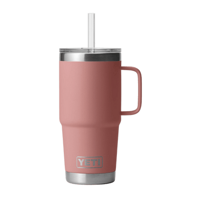YETI RAMBLER 25 OZ TUMBLER STRAW MUG - SAND STONE PINK