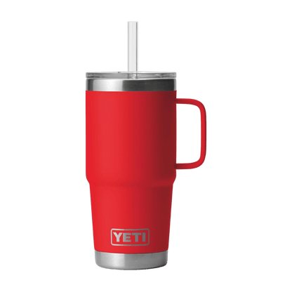 YETI RAMBLER 25 OZ TUMBLER STRAW MUG - RESCUE RED