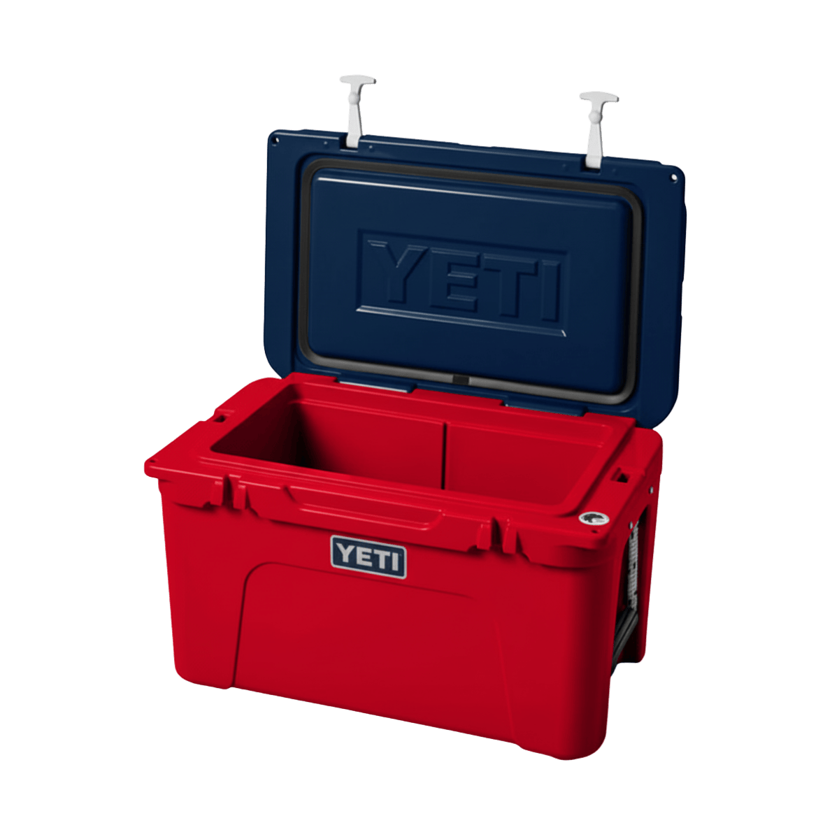 YETI TUNDRA HARD COOLER 45 QUART -RED/WHITE/BLUE - SIDE INSIDE VIEW