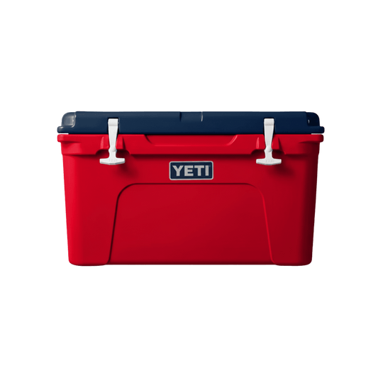 YETI TUNDRA HARD COOLER 45 QUART -RED/WHITE/BLUE - FRONT VIEW