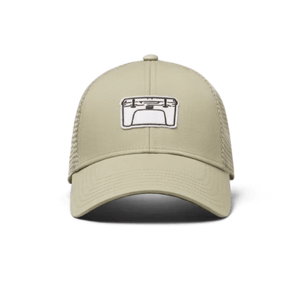 YETI TUNDRA BADGE LOW PRO TRUCKER - ONE SIZE - KHAKI - FRONT VIEW