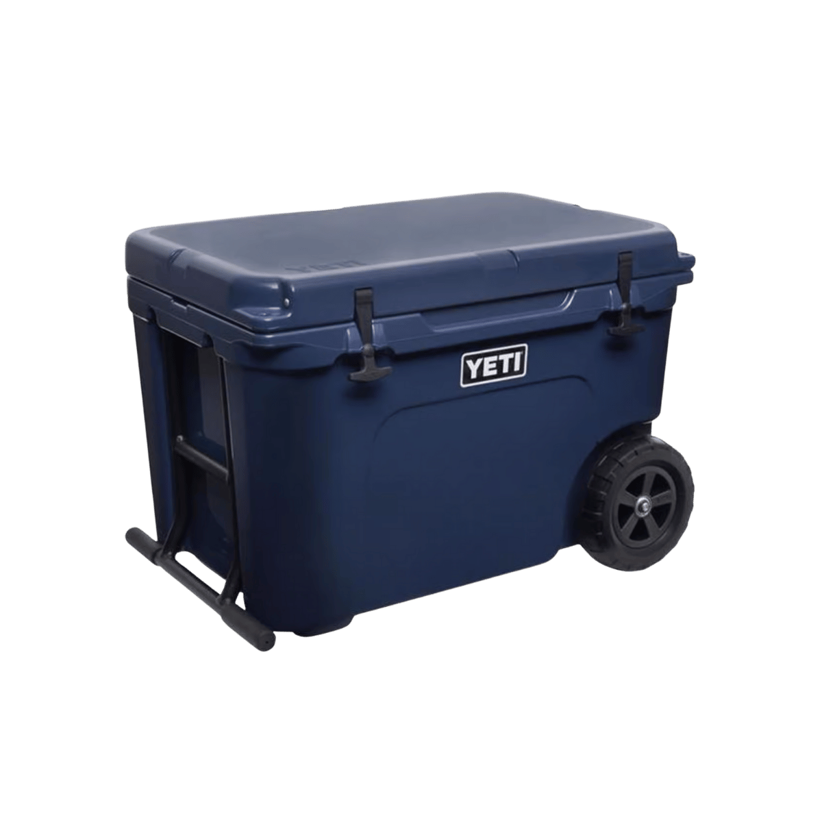 YETI TUNDRA 50 WHEELED COOLER - NAVY - SIDE VIEW