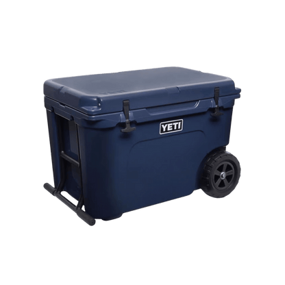YETI TUNDRA 50 WHEELED COOLER - NAVY - SIDE VIEW