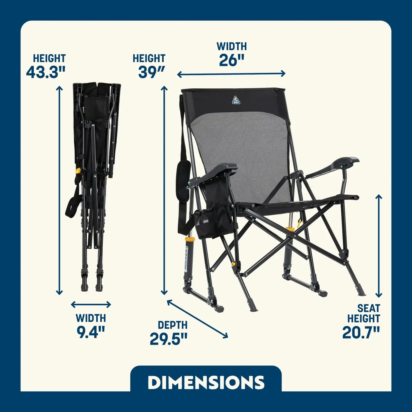 GCI OUTDOOR BREEZEROCKER CHAIR dimensions