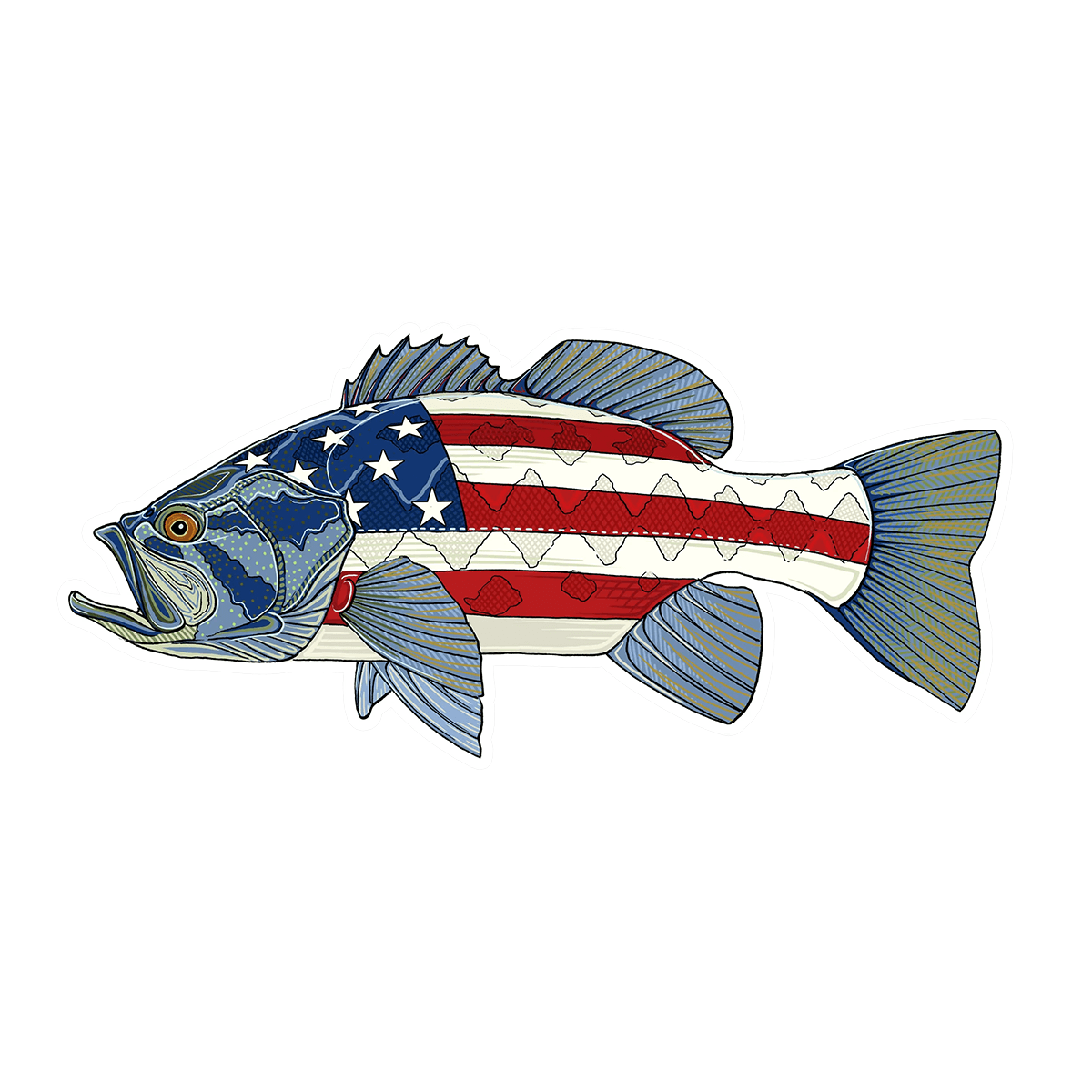 CASEY UNDERWOOD FISH DECALS / STICKERS large mouth bass