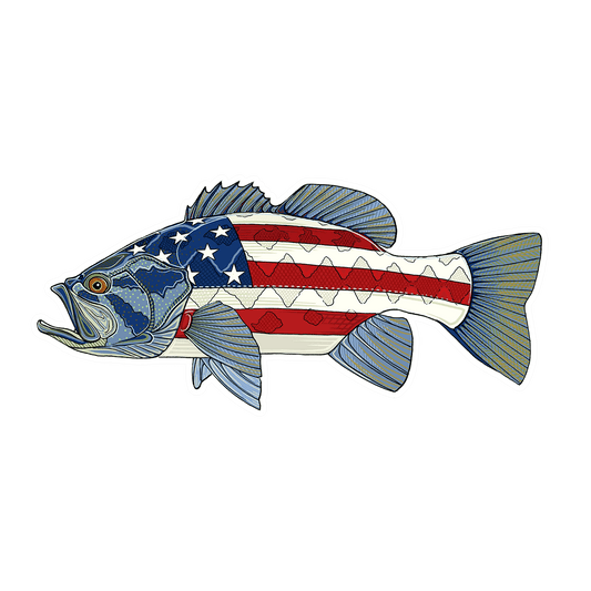 CASEY UNDERWOOD FISH DECALS / STICKERS large mouth bass