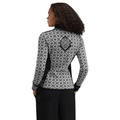 DALE OF NORWAY WOMEN'S CHRISTIANIA JACKET - MERINO WOOL -  BLACK OFFWHITE back view