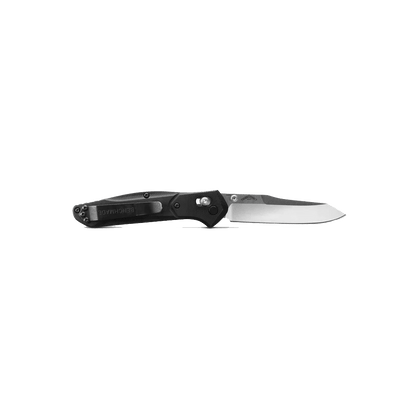 940 Osborne Black G10 - blade open and showing pocket clip