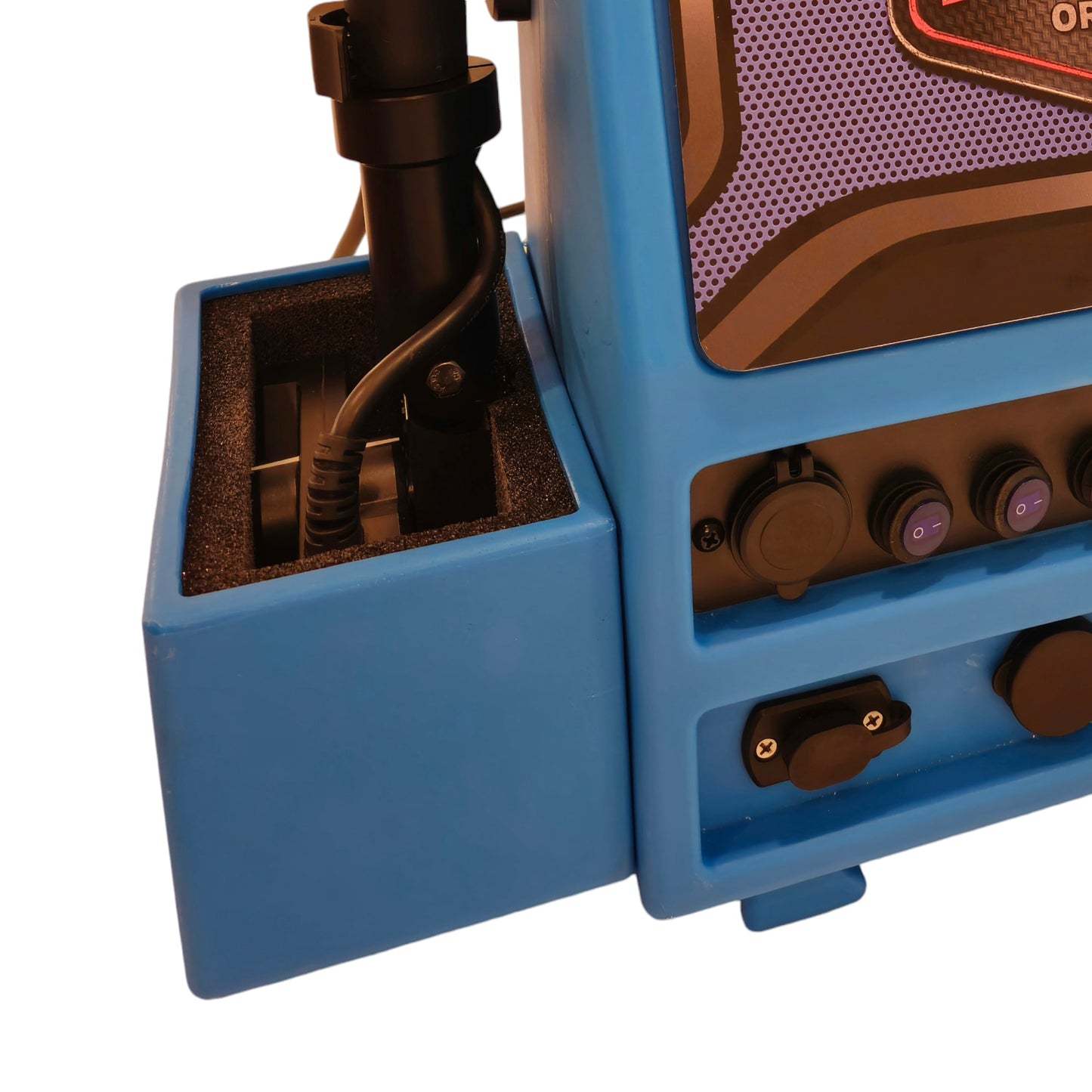 Fish Armor Pro Extreme Transducer Protector showing how it attaches to a shuttle 