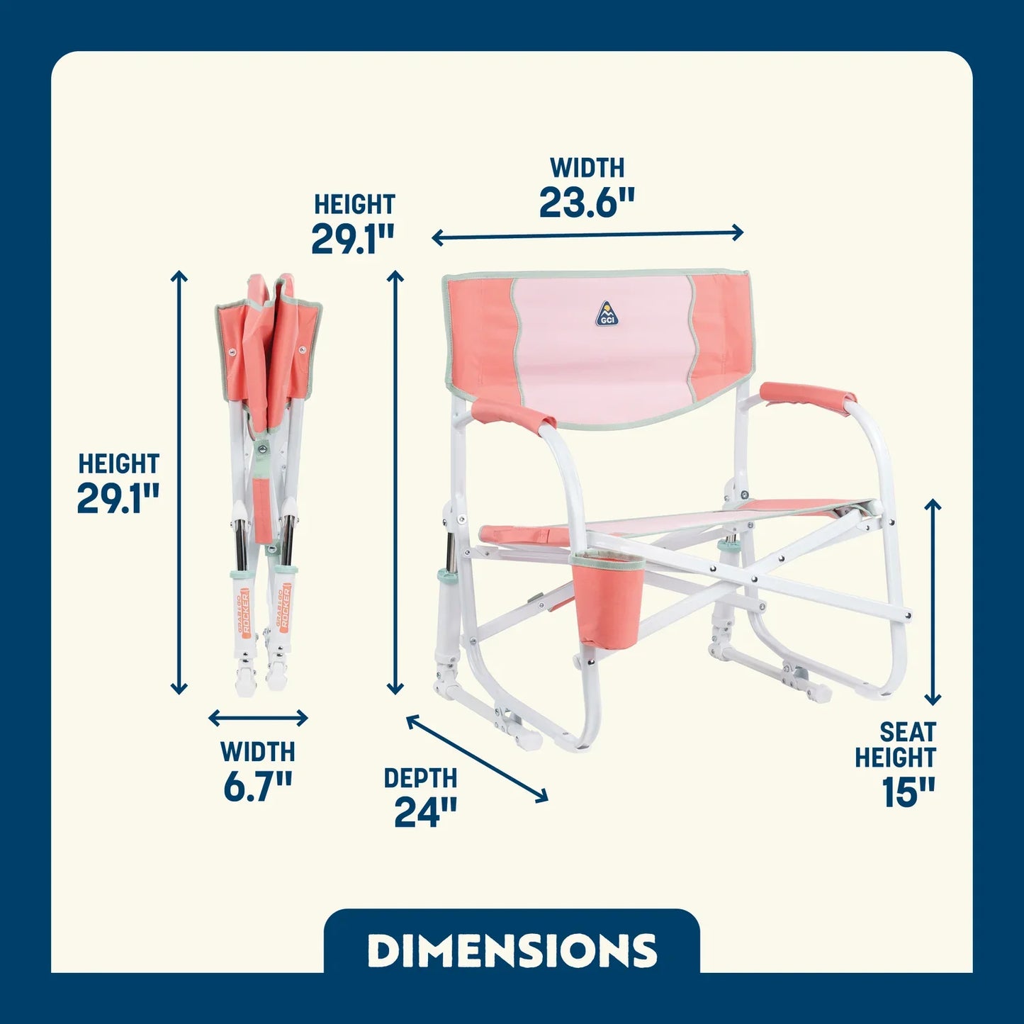 GCI OUTDOOR GRAB AND GO ROCKER dimensions