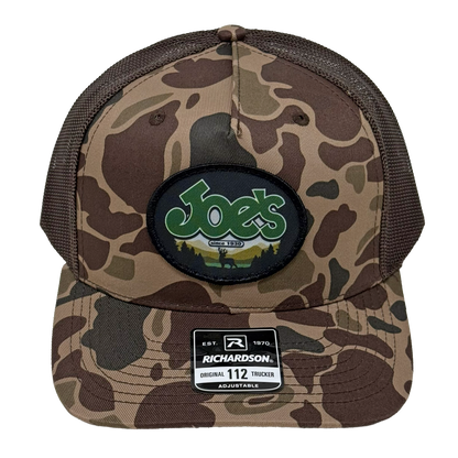 JOE'S SPORTING GOODS TRUCKER LOGO CAP - BARK DUCK CAMO/BROWN